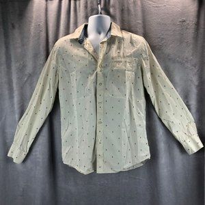 American Rag White with Red Blue Triangles Mens Sz M Button Up Long Sleeve Shirt